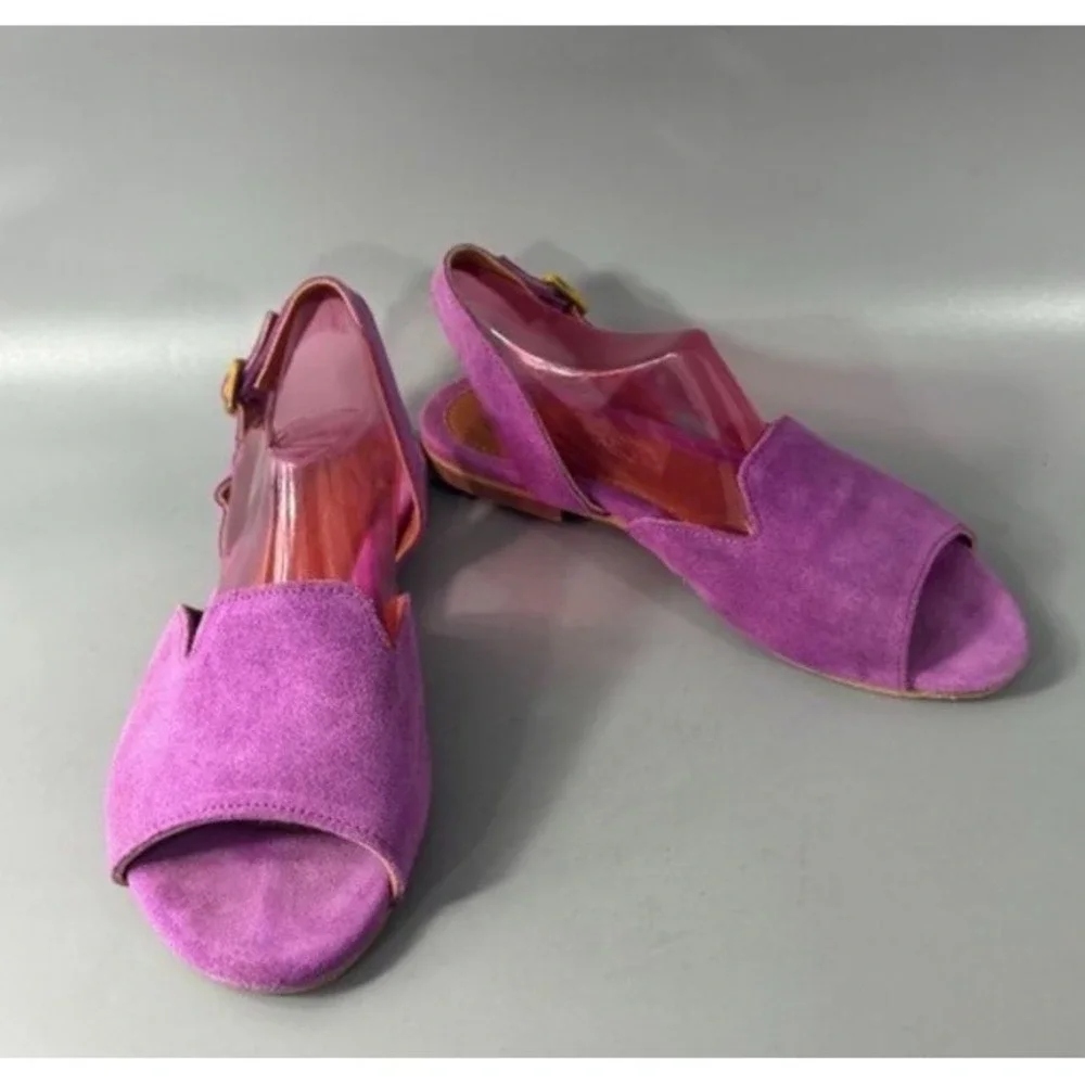 NWOT Les Italiennes suede flat sandals size 40/9.5/10